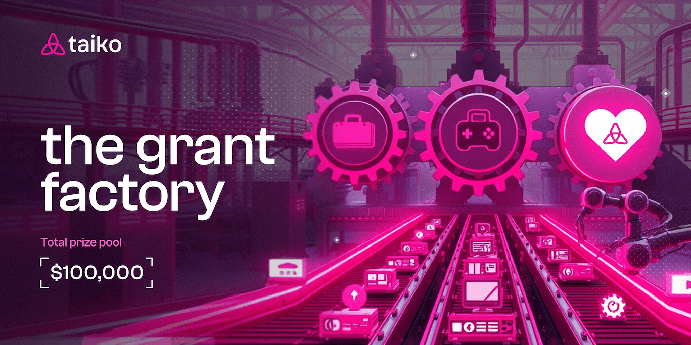 The Grant Factory, Hackathon Presented by Taiko banner