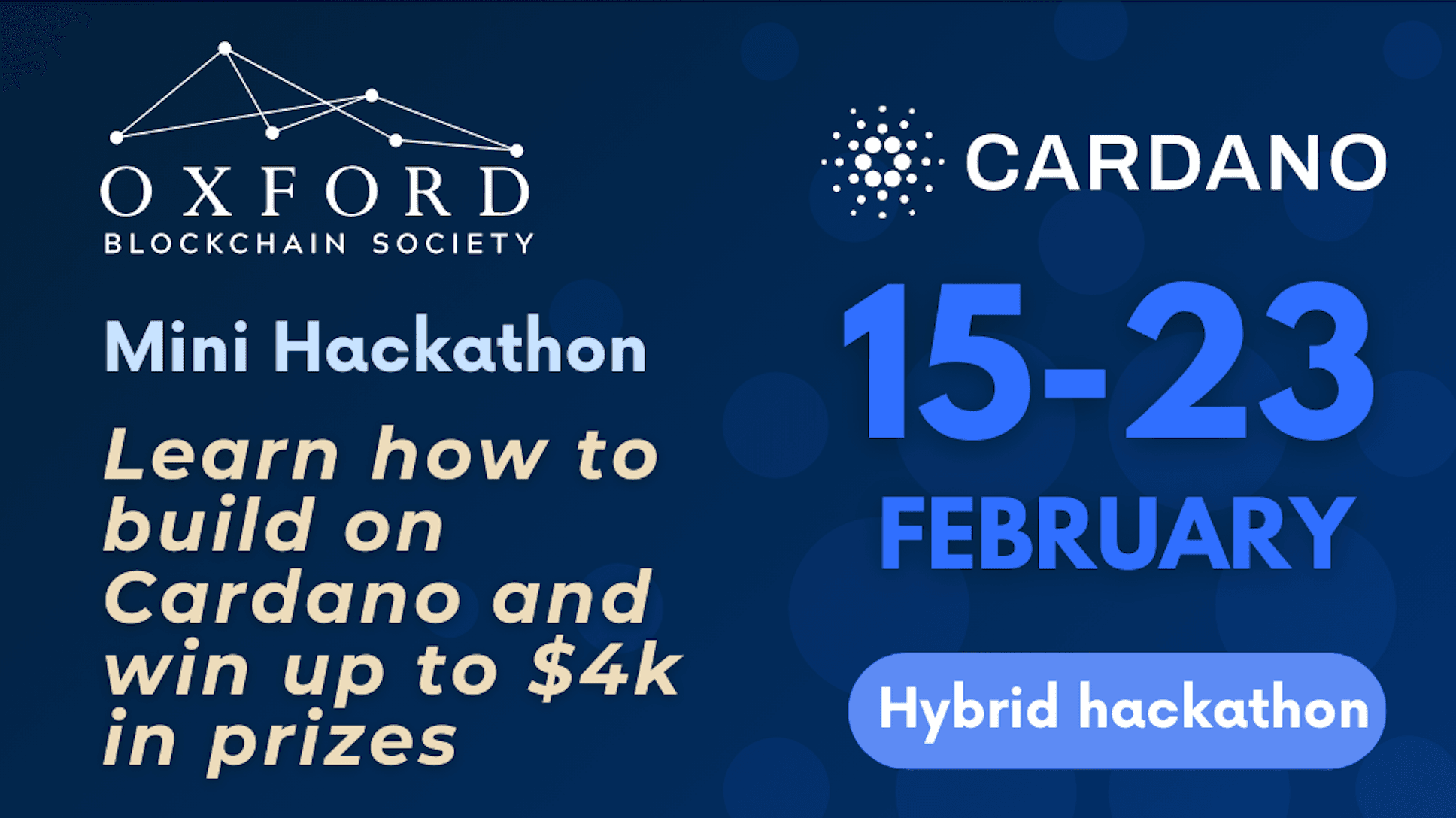 Oxford Blockchain Society Cardano Hybrid Hackathon - February 2025 banner